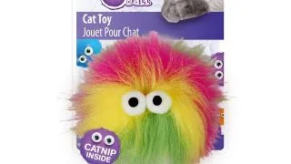 ALL FOR PAWS Fluffy Ball, jucarie minge pisici, plus, catnip, activitati fizice, multicolor