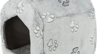 TRIXIE Nando, casuta dreptunghiulara caini si pisici, XS, fleece, imprimeu labute, gri, 40 x 45 x 40 cm