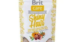 BRIT Care Snack Shiny Hair, Somon cu Galbenele, recompense functionale fara cereale pisici, piele si blana, 50g