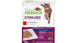 NATURAL TRAINER Sterilised, Vita, plic hrana umeda pisici sterilizate, (in sos), 85g