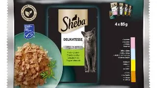 SHEBA Delicatese Selectii Mixte, Carne si Peste, plic hrana umeda pisici, (in aspic), multipack, 85g x 4buc