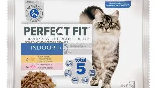 PERFECT FIT Cat Indoor 1+, Pui, Somon, plic hrana umeda pisici, (in sos), multipack, 85g x 4buc