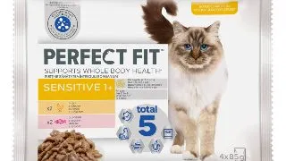 PERFECT FIT Cat Sensitive 1+ , Pui si Somon, plic hrana umeda pisici, sistem digestiv, (in sos), multipack, 85g x 4buc