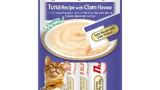 INABA Churu, Ton si Scoici, plic, tub recompense fara cereale pisici, (piure), 56g