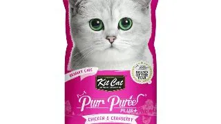 KIT CAT Purr Puree Plus Urinary Care, Pui, plic, punguta recompense functionale fara cereale pisici, sistem urinar, (piure), 15g x 4buc