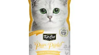 KIT CAT Purr Puree Hairball, Pui, plic, punguta recompense fara cereale pisici, limitarea ghemurilor de blana, (piure), 15g x 4buc