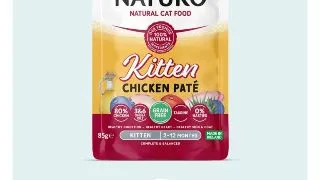 NATURO Kitten, Pui, plic hrana umeda fara cereale pisici junior, (pate), 85g