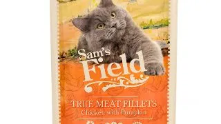 SAM'S FIELD True Meat Fillets, Pui si dovleac, plic hrana umeda fara cereale pisici, (in sos), 85g