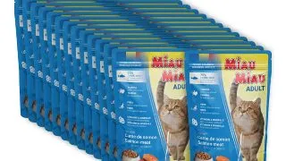 MIAU MIAU, Somon, plic hrana umeda pisici, (in sos), bax, 100g x 24buc