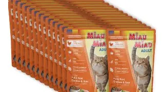 MIAU MIAU, Pui si Ficat, plic hrana umeda pisici, (in sos), bax, 100g x 24buc