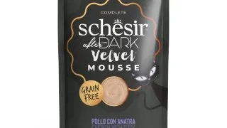 SCHESIR After Dark Velvet Mousse, Pui si Rata, plic hrana umeda fara cereale pisici, (mousse), 80g