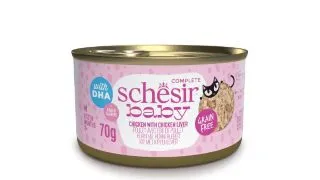 SCHESIR Baby Fillets, Pui si Ficat, conserva hrana umeda fara cereale pisici junior, (in supa), 70g