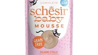 SCHESIR Baby Mousse, Somon si Pui, plic hrana umeda fara cereale pisici junior, (mousse), 70g