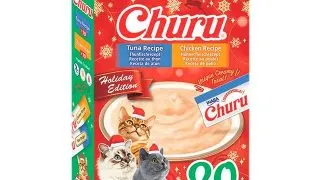 INABA Churu Holiday Edition Box, Pui si Ton, cutie recompense fara cereale pisici, (piure), 280g