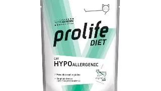 PROLIFE Diet Hypoallergenic, Mistret, dieta veterinara, plic hrana umeda fara cereale pisici, alergii, (in aspic), bax, 85g x 12buc