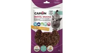 CAMON Dental Snacks, Pui si Macrou, punguta recompense pisici, 60g