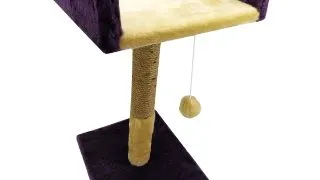 AGILITY Canapea, ansamblu de joaca pisici, 1 etaj, lemn si plus, elemente de zgariat, elemente atarnate, bej si mov, 70cm