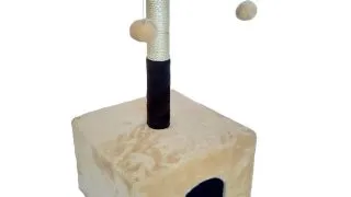 AGILITY, ansamblu de joaca pisici, 1 etaj, 1 casuta, lemn si plus, elemente atarnate, elemente de zgariat, bej, 80cm