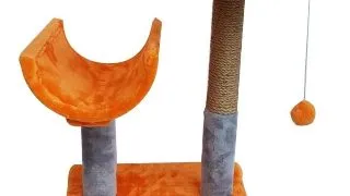 AGILITY, ansamblu de joaca pisici, 2 etaje, lemn si plus, elemente de zgariat, elemente atarnate, portocaliu, 30x30x60cm