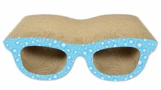 AGILITY Ochelari, scratcher pisici, carton, alb si albastru, 38.1x20.32x12.7cm