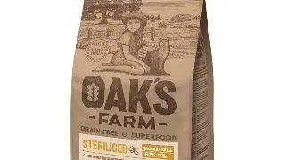 OAK'S FARM Sterilised, Somon, hrana uscata fara cereale pisici sterilizate, obezitate, 400g
