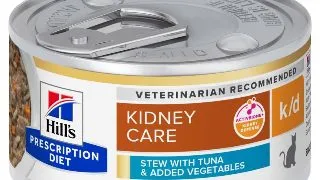 HILL'S Prescription Diet K/D Stew, Ton si Tocana de Legume, dieta veterinara, conserva hrana umeda pisici, sistem renal, (in sos), 82g