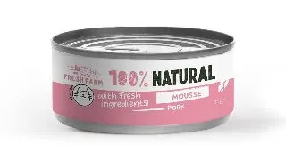 FRESH FARM Mousse, Porc, conserva hrana umeda fara cereale pisici, (pate), 85g