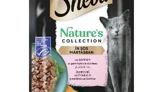 SHEBA Nature's Collection, Somon, plic hrana umeda fara cereale pisici, (in sos), bax, 85g x 12buc