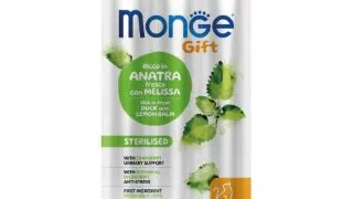 MONGE Gift Sterilised Soft Sticks, Rata, punguta recompense functionale fara cereale pisici sterilizate, 15g
