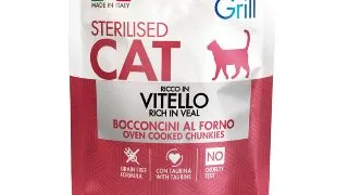 MONGE Grill Sterilised, Vitel, plic hrana umeda fara cereale pisici sterilizate, obezitate, apetit capricios, (in aspic), bax, 85g x 28buc