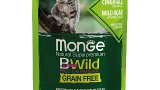 MONGE BWild Sterilised, Mistret si Legume, plic hrana umeda fara cereale pisici sterilizate, (in sos), 85g