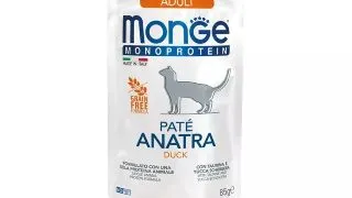 MONGE Monoprotein, Rata, plic hrana umeda monoproteica fara cereale pisici, (pate), 85g