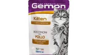 GEMON Kitten, Pui, plic hrana umeda fara cereale pisici junior, (in aspic), 100g