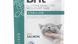 BRIT VD Sterilised, Somon, dieta veterinara, plic hrana umeda fara cereale pisici sterilizate, (in sos), 85g