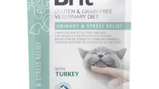 BRIT VD Urinary & Stress Relief, Curcan, dieta veterinara, plic hrana umeda fara cereale pisici, sistem urinar, (in sos), 85g