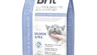 BRIT VD Calm & Stress Relief, Somon, dieta veterinara, hrana uscata fara cereale pisici, sistem nervos & calmante, 2kg