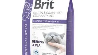 BRIT VD Gastrointestinal Low Fat, Hering, dieta veterinara, hrana uscata fara cereale pisici, sistem digestiv, 5kg