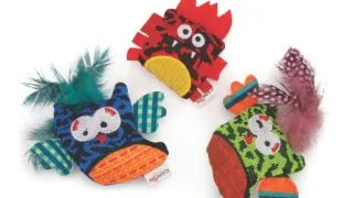 CAMON Little Birds, jucarie stimulare panda pisici, catnip, textil, diverse culori, 10cm, 1buc