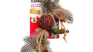 CAMON Matabi Minge cu Franghie&Clopotei, jucarie stimulare panda pisici, cu sunet, catnip, iuta, multicolor, 24cm, 1buc