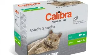 CALIBRA Premium Line Sterilised, Ficat si Somon, plic hrana umeda pisici sterilizate, (in sos), multipack, 100g x 12buc