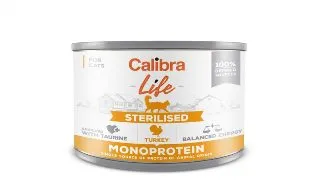 CALIBRA Life Sterilised Turkey, Curcan, conserva hrana umeda monoproteica fara cereale pisici sterilizate, (pate), 200g