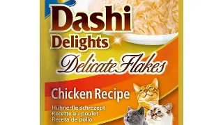 INABA Churu Dashi Delights Delicate Flakes, Pui, plic hrana umeda fara cereale pisici, (topping), 40g