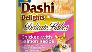 INABA Churu Dashi Delights Delicate Flakes, Pui si Somon, plic hrana umeda fara cereale pisici, (topping), 40g