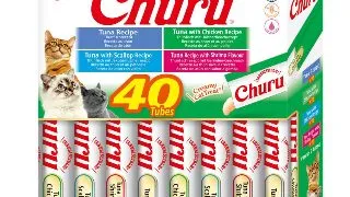 INABA Churu Creamy Varieties, Ton si Fructe de Mare, cutie recompense fara cereale pisici, (piure), 560g