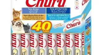 INABA Churu Creamy Varieties, Ton, cutie recompense fara cereale pisici, (piure), 560g