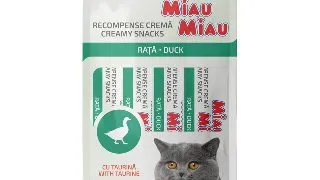 MIAU MIAU Creamy Snacks, Rata, recompense fara cereale pisici, (piure), 60g