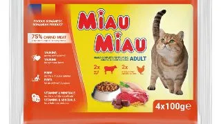 MIAU MIAU Mixt, Vita si Pui, plic hrana umeda pisici, (in sos), multipack, 100g x 4buc