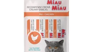 MIAU MIAU Creamy Snacks, Pui, recompense fara cereale pisici, (piure), 60g