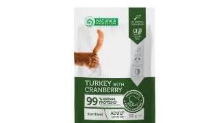 NATURES PROTECTION Sterilised, Curcan si Merisoare, plic hrana umeda monoproteica pisici sterilizate, (in sos), 100g