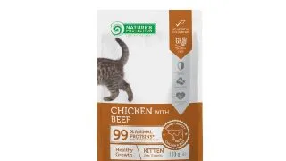 NATURES PROTECTION Healthy Growth Kitten, Pui si Vita, plic hrana umeda pisici junior, sistem imunitar, (in sos), 100g
